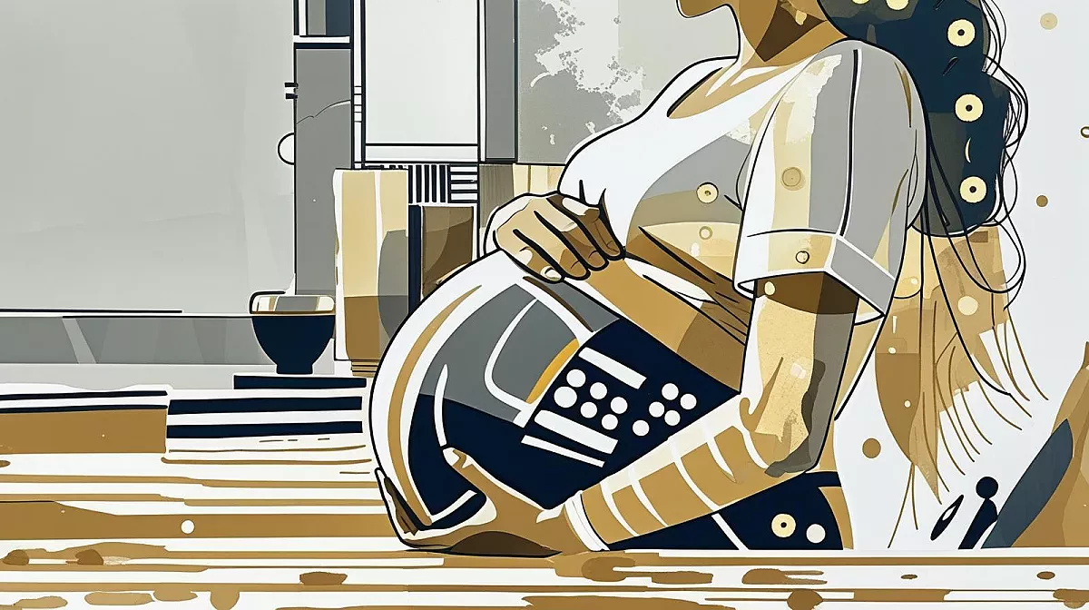 Femme enceinte se tenant le ventre 