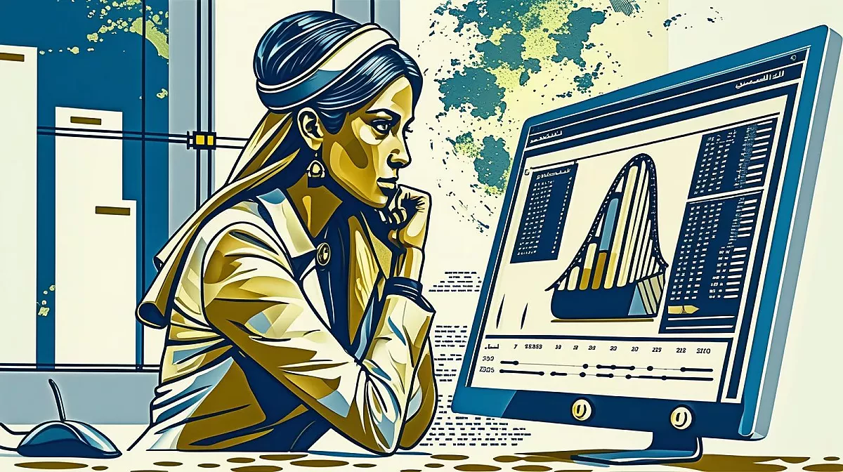 Femme analysant des données sur un écran