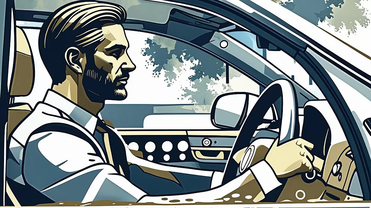 salarié qui conduit sa voiture de fonction